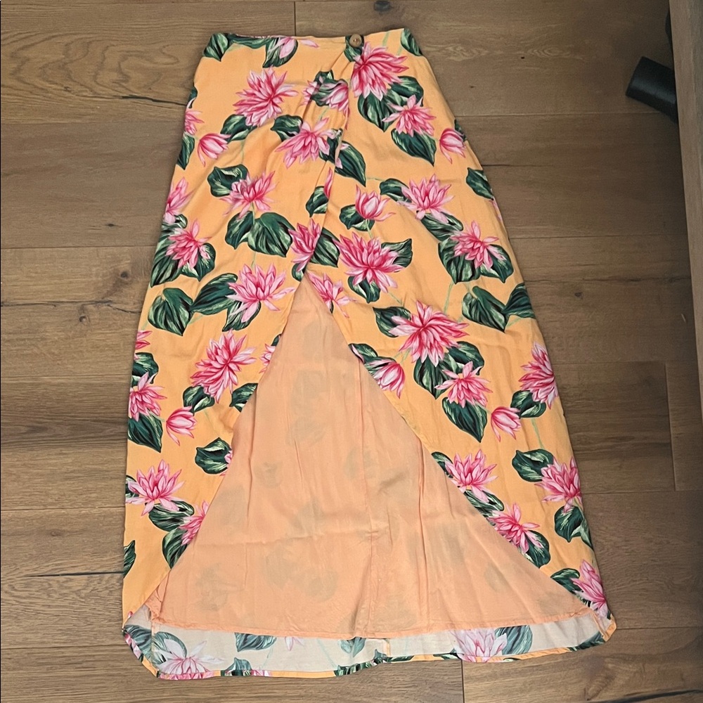 Adorable Dean Maxi Skirt in Orange Lindsay Floral Pattern